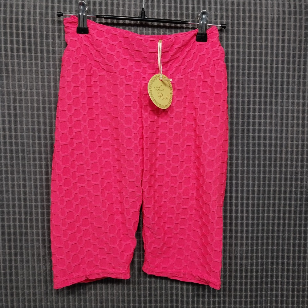 True Rock Biker Shorts Womens Honeycomb Scrunch Butt S/M Pink DULCE-99120
